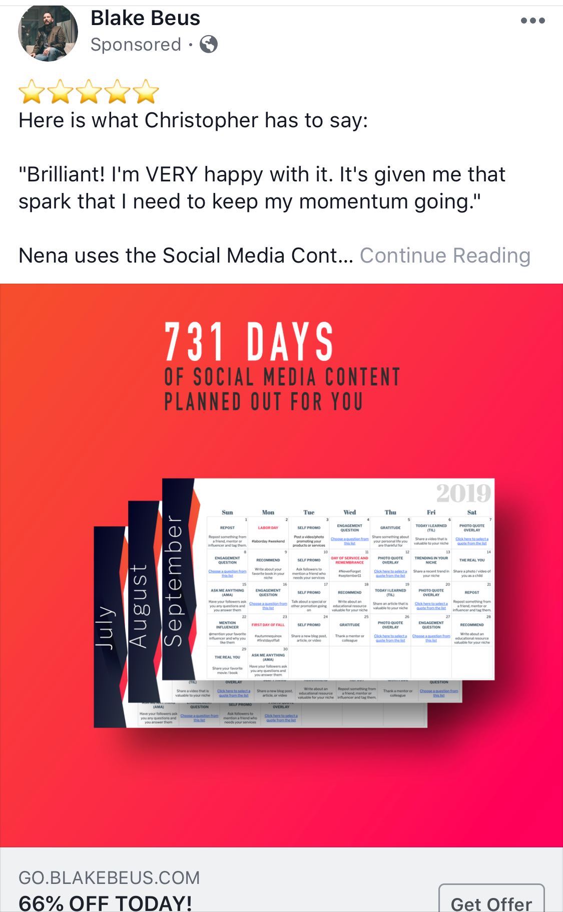 Blake Beus - Social media calendar - Ad Angles