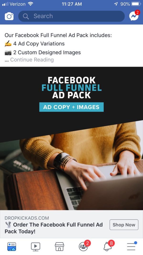 dropkick-ad-facebook-funnel-ad