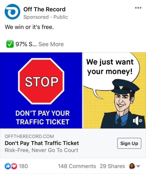 ad-fb-off the record-traffic ticket app