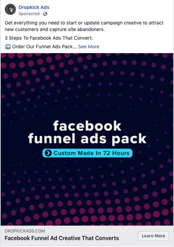 Dropkick Ads FB funnel