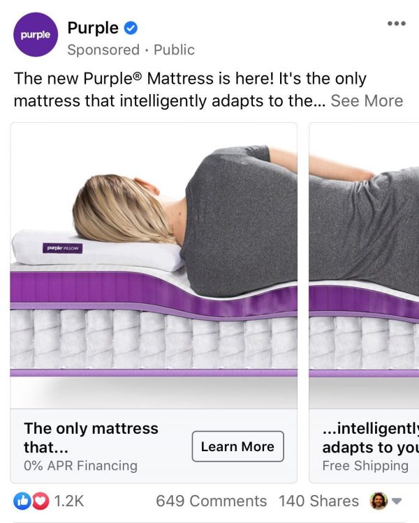 ad-fb-purple-mattress company